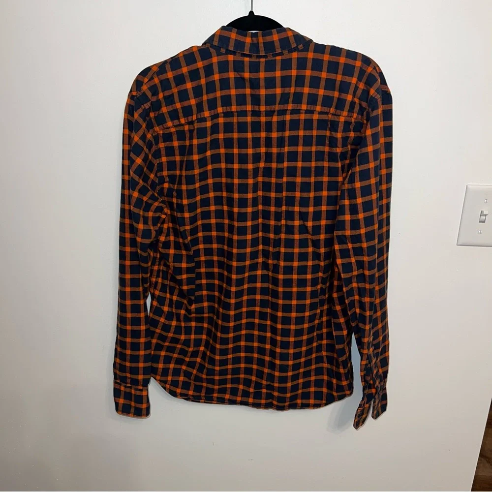 Banana Republic UNTUCKED SLIM-FIT FLANNEL SHIRT orange plaid size large